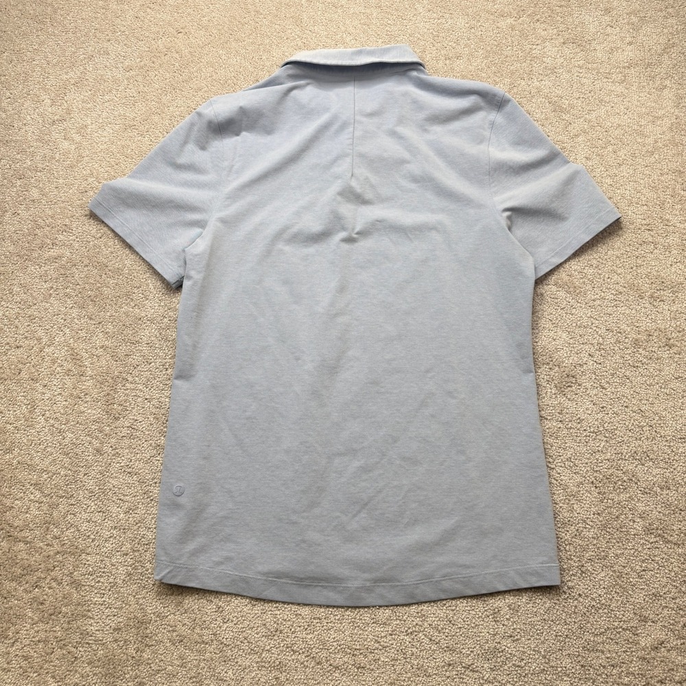Lululemon Mens M Polo Shirt Light Blue Evolution Short Sleeve Performance - Picture 3 of 6